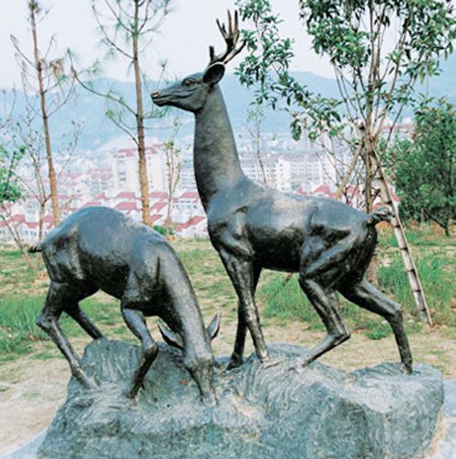 玻璃鋼鹿仿銅雕塑